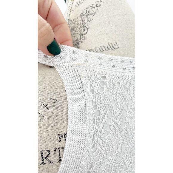 WHITE HOUSE BLACK MARKET EUC White Crochet Beaded Neck Halter Tunic XS - Picture 5 of 9